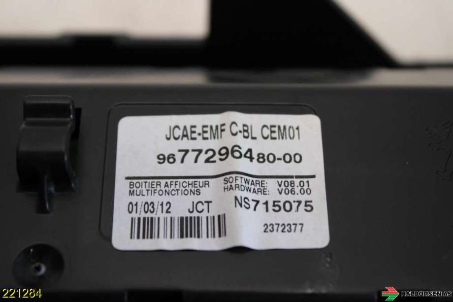 Multimedia display (MCU - Media Controller Unit) til Peugeot 508 2011-2014 (Type I, Fase 1)  (PEUGEOT|98 300 850 80|98 007 173 80|)