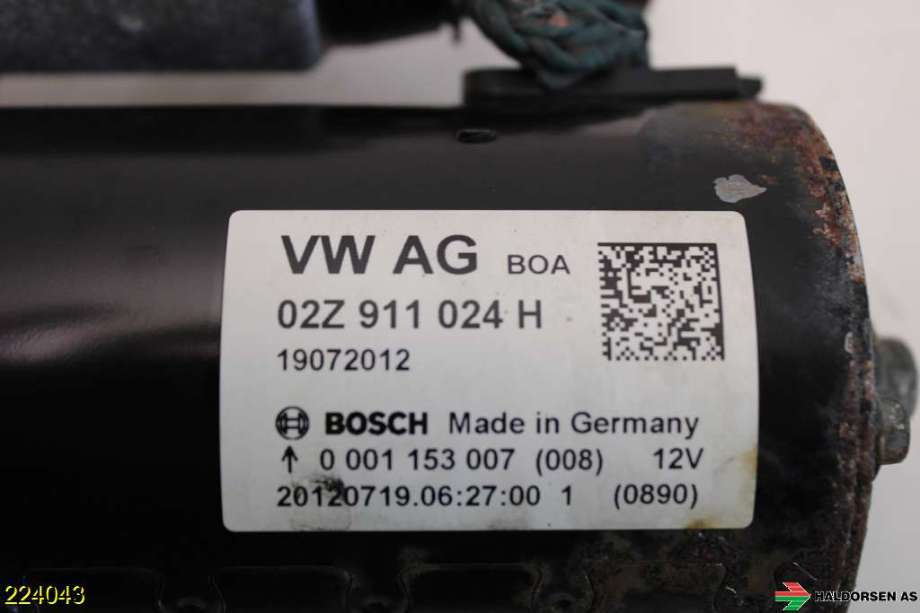Starter diesel til VW Touran 2010-2015 (Type I, Fase 3)  (VOLKSWAGEN|02Z 911 023 N||02Z 911 024 H)
