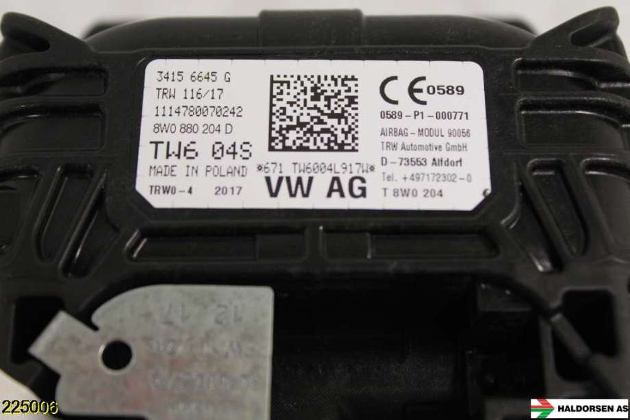 Airbag passasjer til Audi A4 2015-2019 (Type V, Fase 1) (B9) (B9) (AUDI|8W0 880 204 D|)