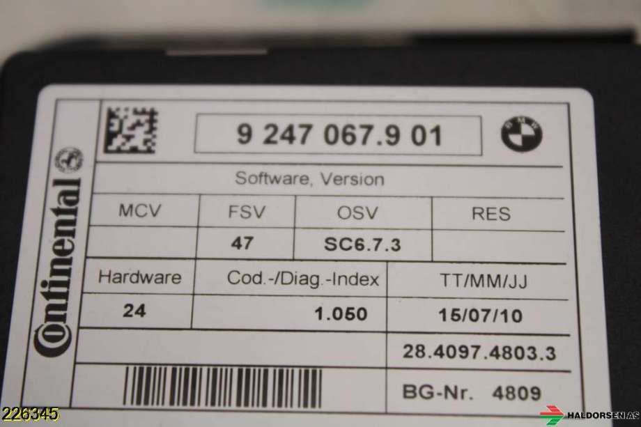 Styreenhet diverse til BMW X3 2010-2017 (F25) (F25) (BMW|G1356992947||9 247 067 9 01)