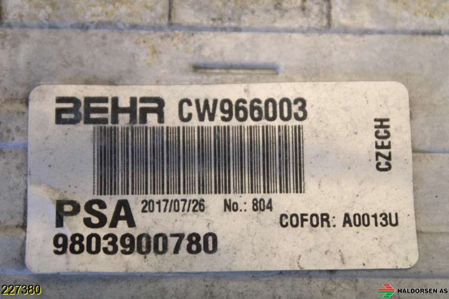 Intercooler til Citroën C3 2016-->> (Type III)  (CITROEN||9803900780)
