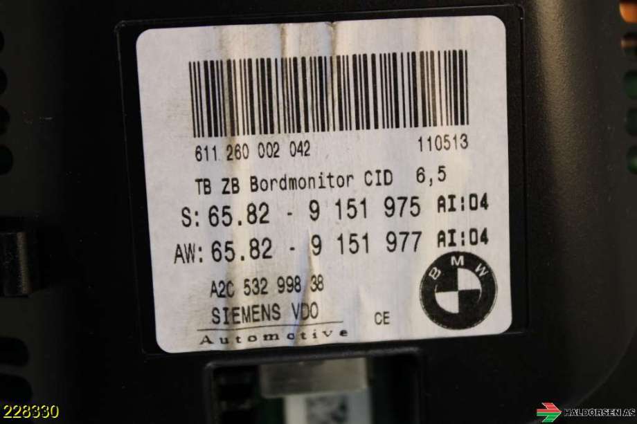 Instrument kjørecomputer til BMW 5-Serie 2003-2010 (E60/E61) (E60/E61) (BMW|65 82 9 193 758|)