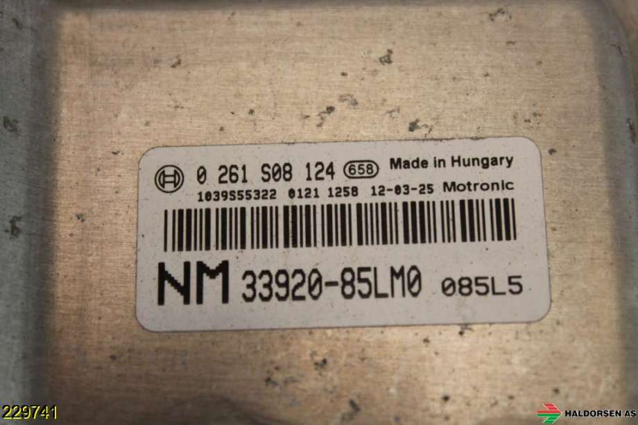 Styreenhet motor til Opel Agila 2008-2013 (OPEL|95515765||0 261 508 124)