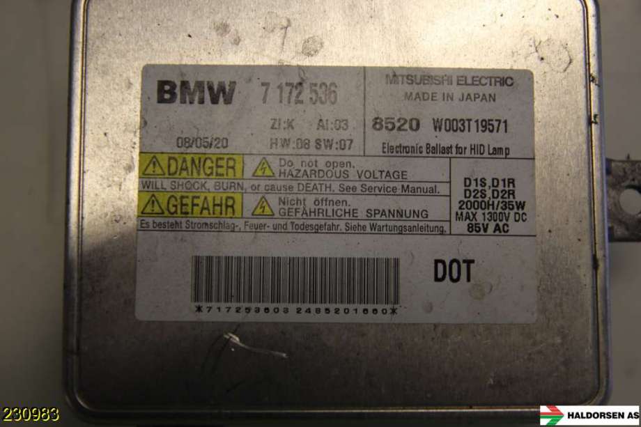 Styreenhet xenon/ballast til BMW 3-Serie 2005-2011 (E90/E91/E92/E93) (E90/E91/E92/E93) (BMW|63 11 7 237 647|)