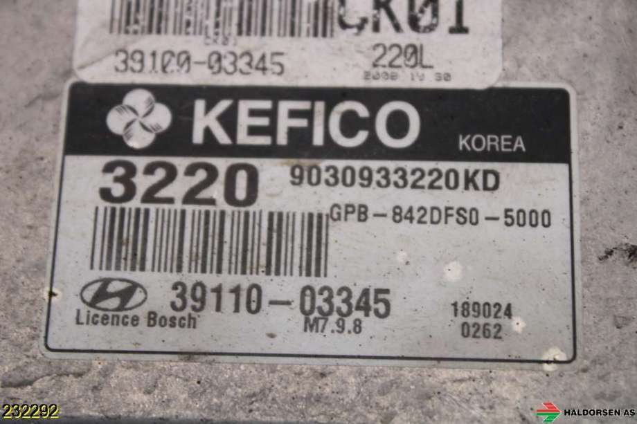Styreenhet motor til Hyundai i20 2009-2014 (Type I)  (HYUNDAI|39110 03345|)