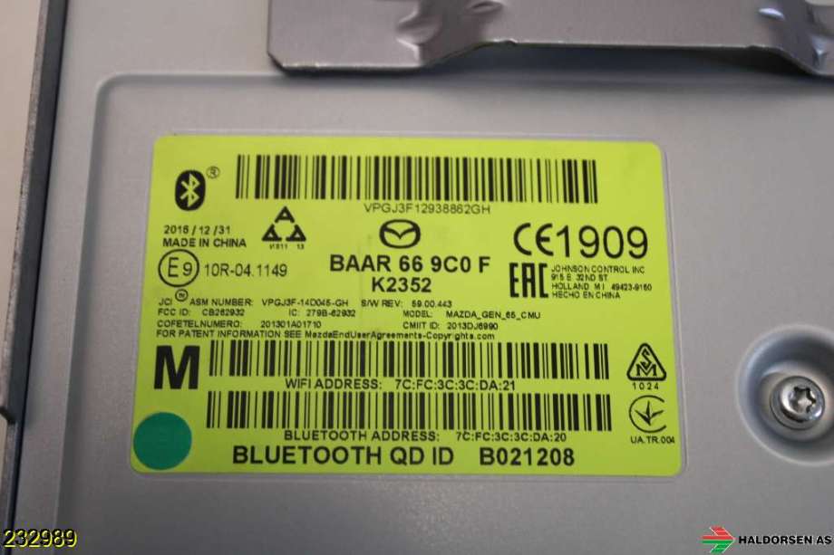 Bilstereo navigasjon til Mazda CX-3 2015-2022  (MAZDA|BAAR-66-9C0F|)