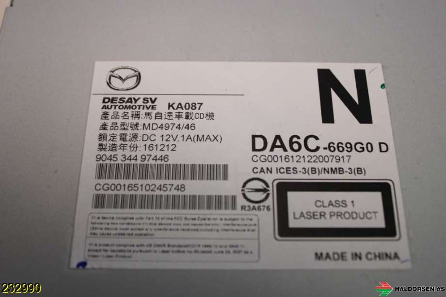 Bilstereo til Mazda CX-3 2015-2022  (MAZDA|DA6C-66-9G0D|)