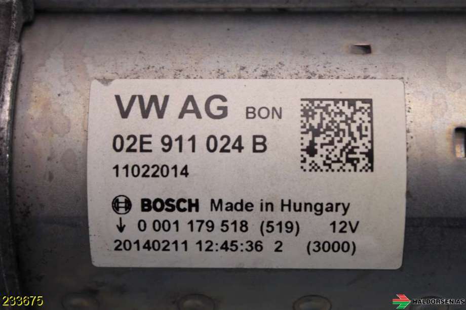Starter til Škoda Octavia 2013-2016 (Type III, Fase 1)  (SKODA|02E 911 024 B|)