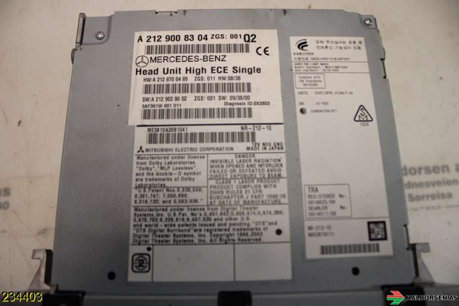 Bilstereo navigasjon til Mercedes E-Klasse 2009-2013 (Fase 1) (W212) (W212) (MERCEDES|A 212 900 41 08||A 212 900 83 04)