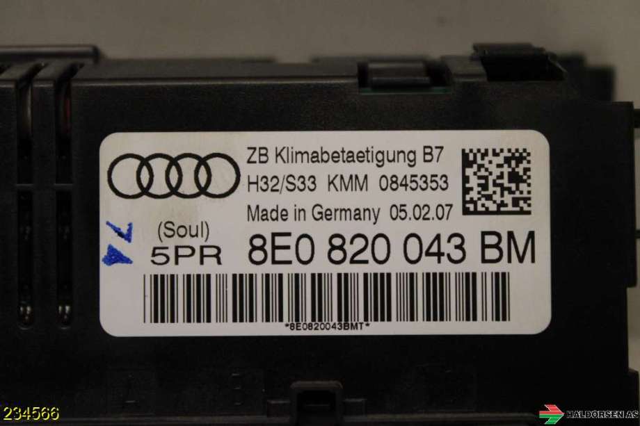 Varmeapparat betjening til Audi A4 2004-2008 (Type III) (B7) (B7) (AUDI|8E0 820 043 BM|)