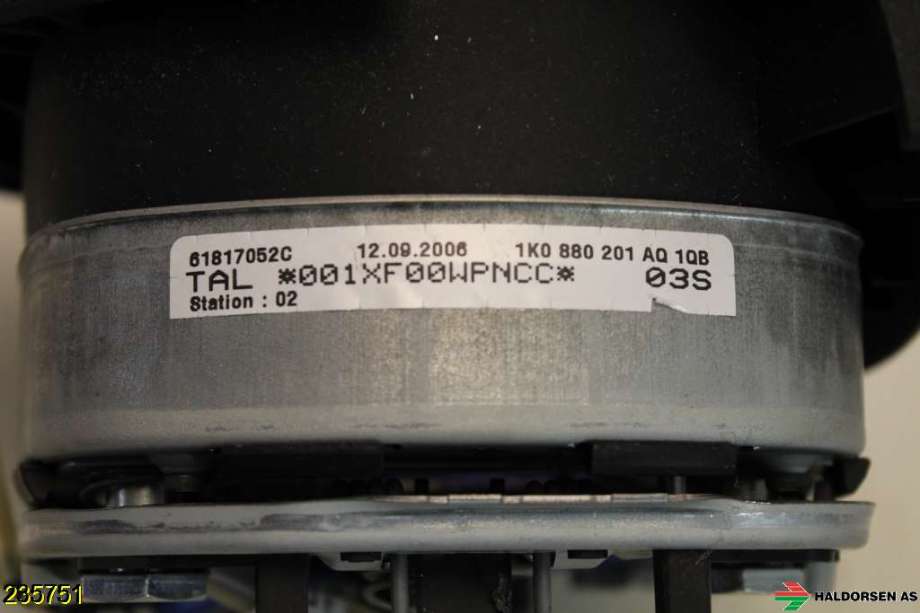 Airbag rattpute til VW Golf V, Combi 2003-2008  (VOLKSWAGEN|1K0 880 201 CB|)
