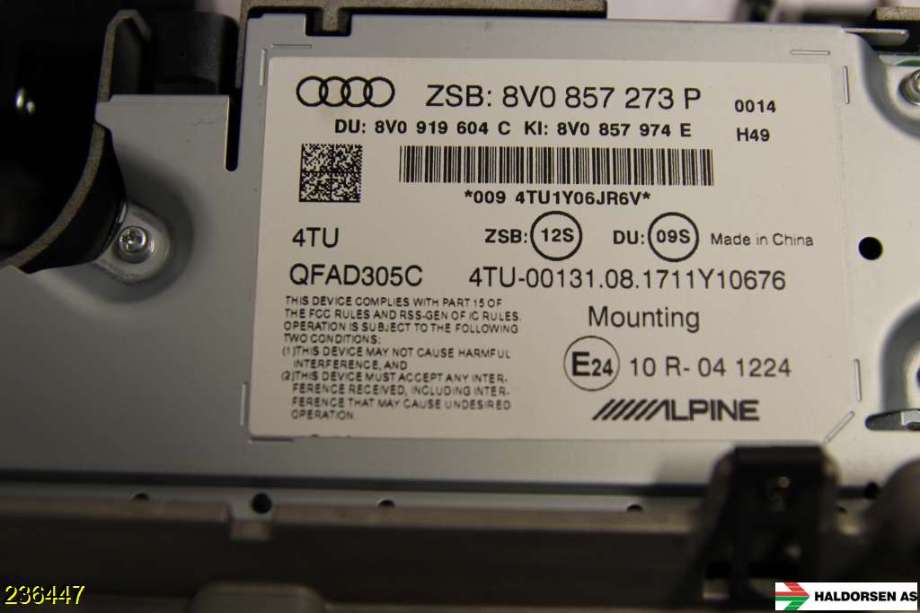 Instrument kjørecomputer til Audi A3 2016-2020 (Type III, Fase 2)  (AUDI|8V0 919 604 C|)