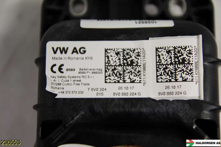 Airbag passasjer til Audi A3 2016-2020 (Type III, Fase 2) (AUDI|8V0 880 204 G|)