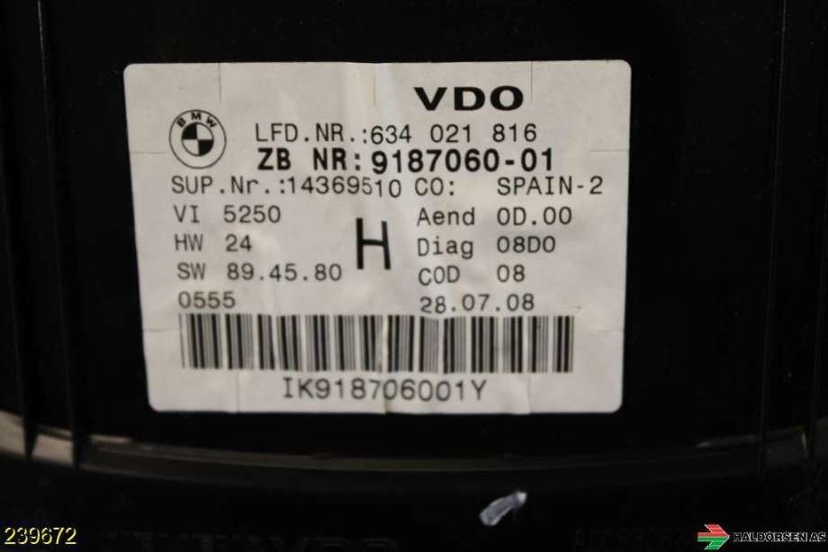 Instrumentpanel til BMW 3-Serie 2005-2011 (E90/E91/E92/E93) (E90/E91/E92/E93) (BMW|)
