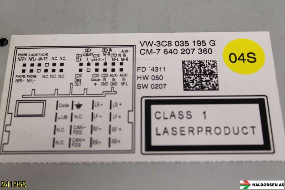 Bilstereo til VW Passat 2011-2015 (B7) (B7) (VOLKSWAGEN|1T0 057 680 K|)