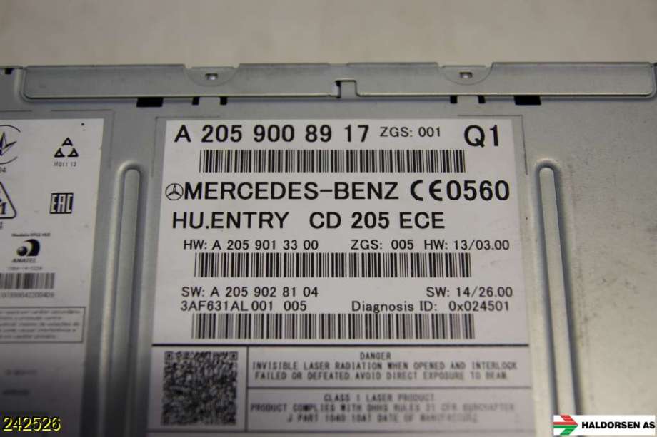 Bilstereo til Mercedes C-Klasse 2014-2018 (Fase 1) (W205) (W205) (MERCEDES|A 205 900 02 41|A 205 900 89 17|)