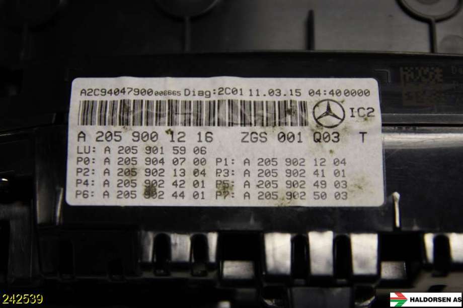 Instrumentpanel til Mercedes C-Klasse 2014-2018 (Fase 1) (W205) (W205) (MERCEDES||A 205 900 12 16)