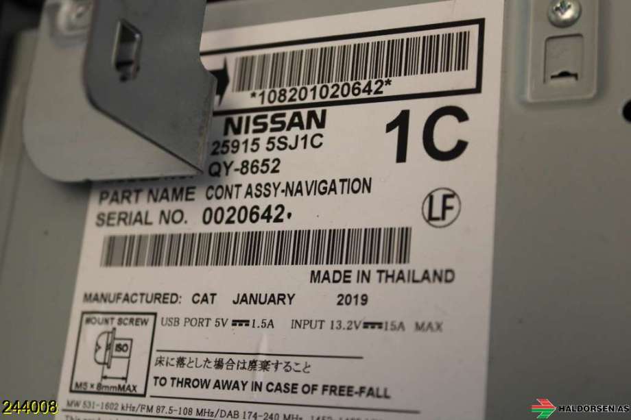 Bilstereo navigasjon til Nissan Leaf 2018-->> (Type II)  (NISSAN|259155SJ1C|)