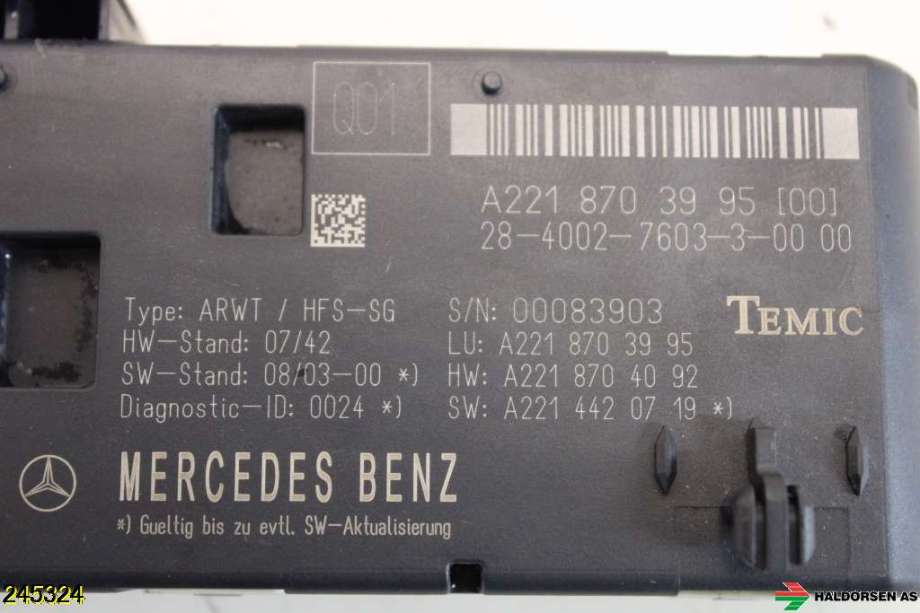 Styreenhet diverse til Mercedes S-Klasse 2005-2013 (W221) (W221) (MERCEDES||A 221 870 39 95)