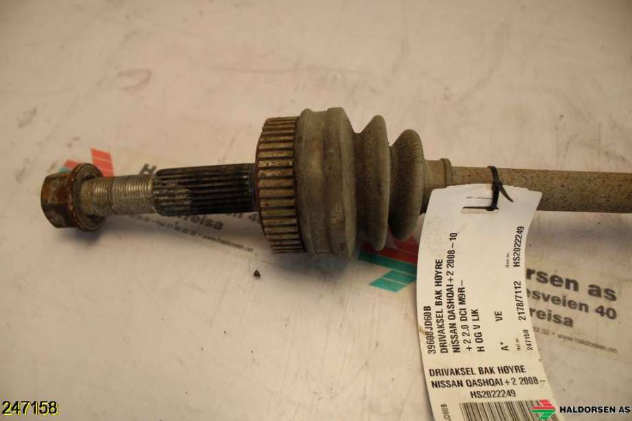 Drivaksel høyre bak til Nissan Qashqai 2007-2010 (Type I, Fase 1)  (NISSAN|39600JD60B|)