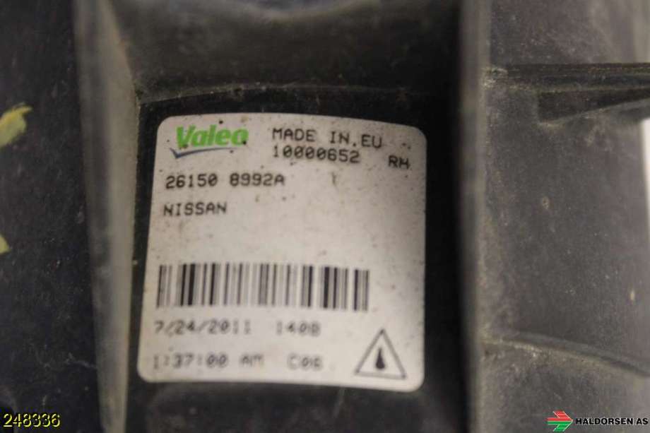 Tåkelykt høyre foran til Nissan Qashqai 2010-2014 (Type I, Fase 2)  (NISSAN|26150-8992A|)