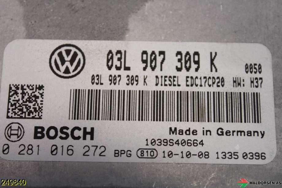 Styreenhet motor til VW Transporter / Caravelle 2009-2015 (Fase 2) (T5) (T5) (VOLKSWAGEN|03L 906 022 CD||03L 907 309 K)