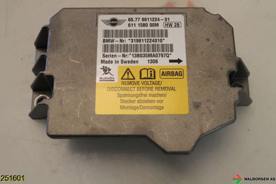 Airbag elektronikk til Mini Countryman 2010-2016 (R60) (R60) (MINI|65 77 9 812 297|611 1580 00M|6577981124)