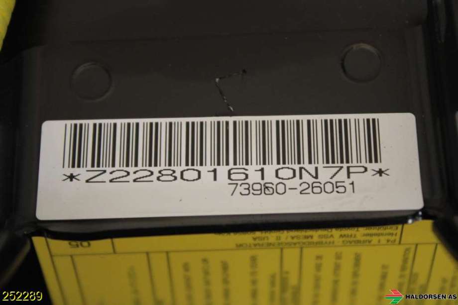 Airbag passasjer til Toyota Hiace 2007-2012 (Fase 3)  (TOYOTA|73960-26051|)