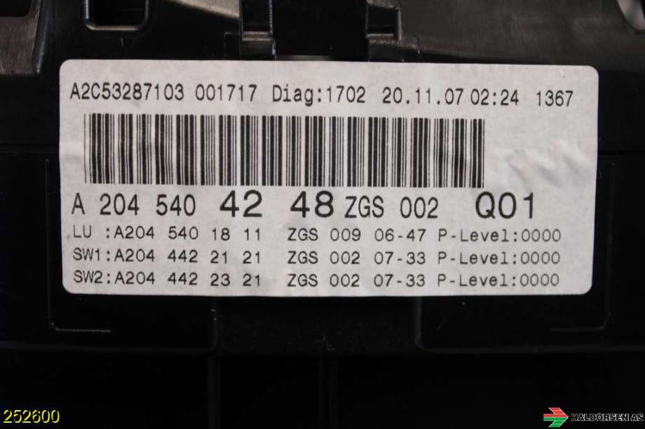 Instrumentpanel til Mercedes C-Klasse 2007-2011 (Fase 1) (W204) (W204) (MERCEDES|A 204 540 42 48|)