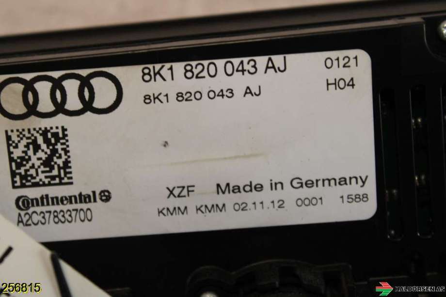 Varmeapparat betjening til Audi A5 2007-2016 (Type I)  (AUDI|8K1 820 043 AJ|)
