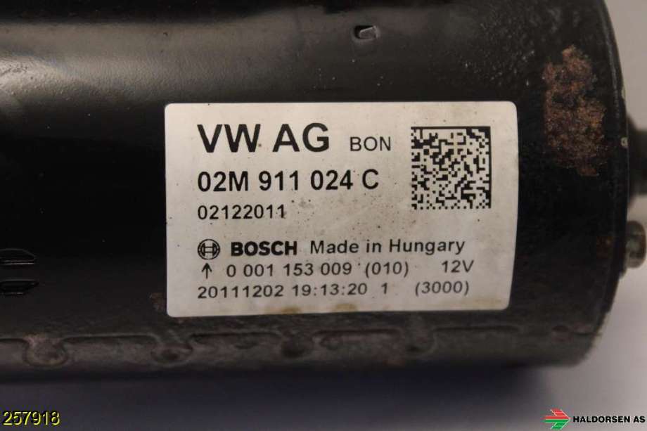 Starter diesel til VW Passat 2011-2015 (B7) (B7) (VOLKSWAGEN|02M 911 024 C|)