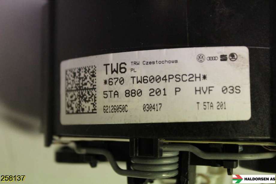 Airbag rattpute til VW Caddy 2015-2020 (Type III, Fase 3)  (VOLKSWAGEN|5TA 880 201 AC|)