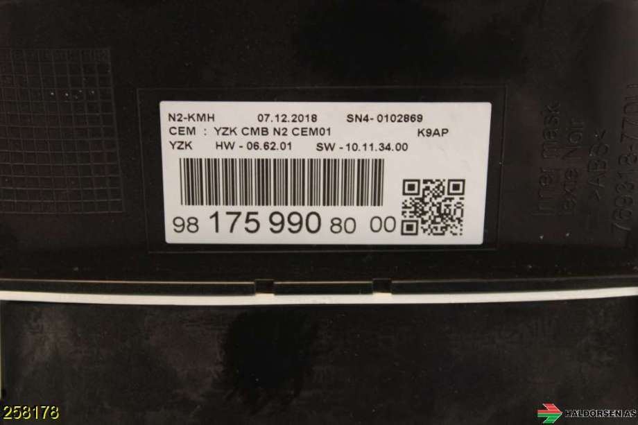 Instrumentpanel til Peugeot Partner 2019-->> (Type III)  (PEUGEOT|98 311 016 80|)