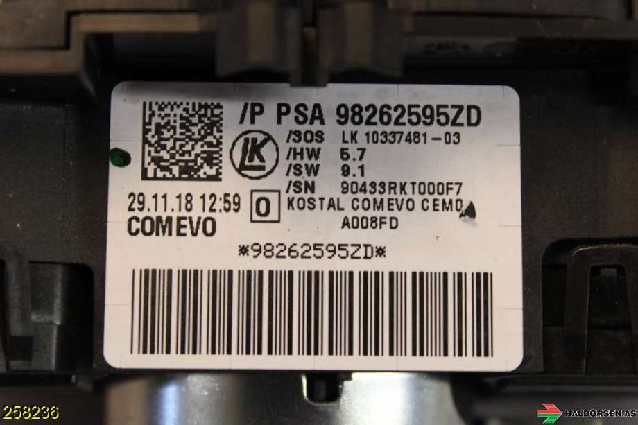 Bryter combi til Peugeot Partner 2019-->> (Type III)  (PEUGEOT|98 262 595 ZD|)