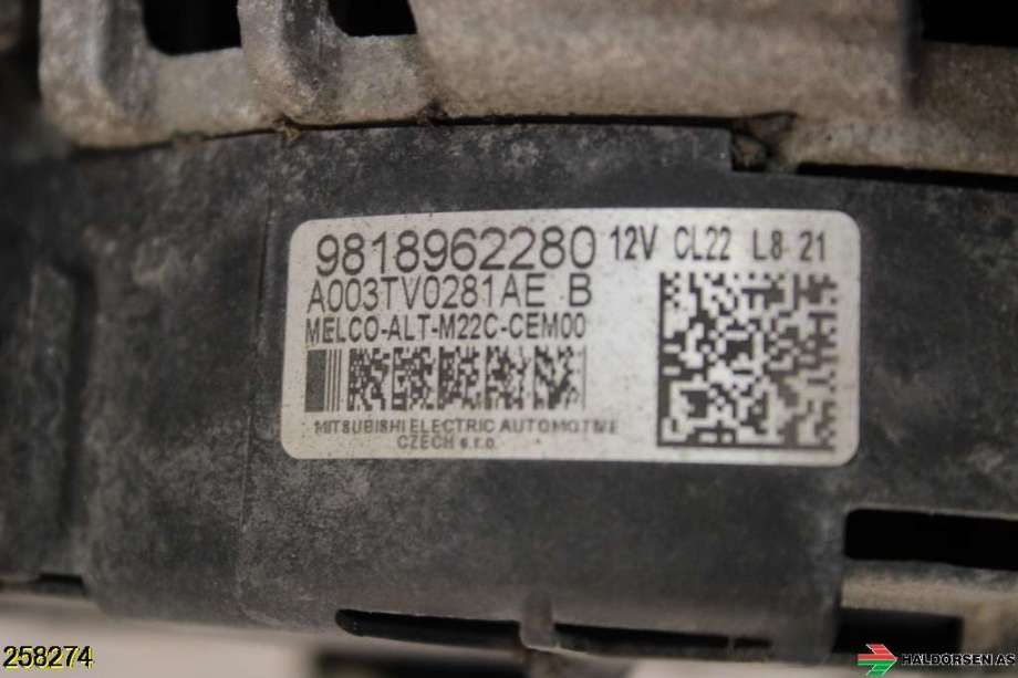 Dynamo til Peugeot Partner 2019-->> (Type III)  (PEUGEOT|98 189 622 80|)
