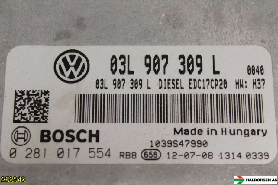 Styreenhet motor til VW Transporter / Caravelle 2009-2015 (Fase 2) (T5) (T5) (VOLKSWAGEN|03L 906 019 GM|)
