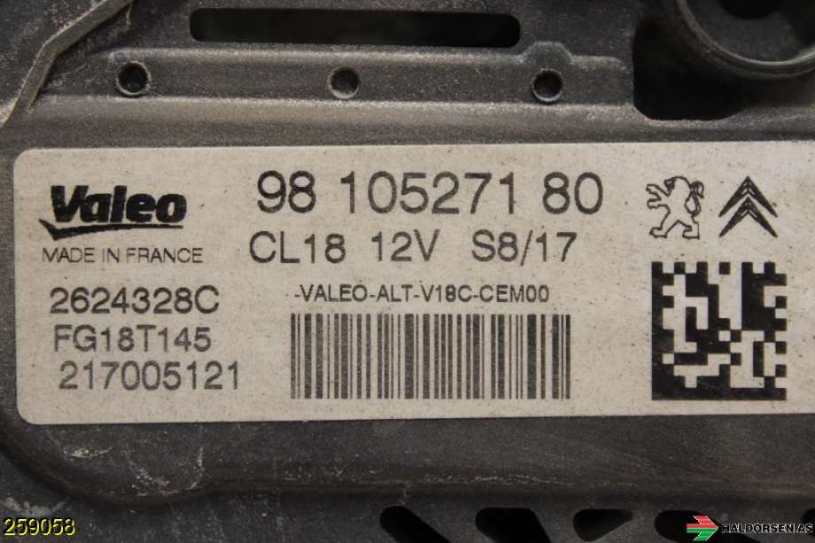 Dynamo til Peugeot Partner 2015-2019 (Type II, Fase 2)  (PEUGEOT|98 105 271 80|)
