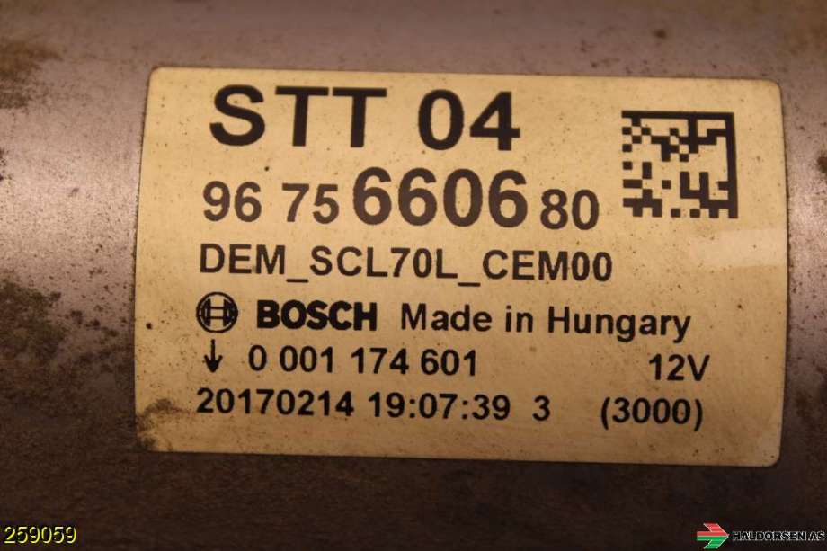 Starter diesel til Peugeot Partner 2015-2019 (Type II, Fase 2)  (PEUGEOT|96 756 606 80|)