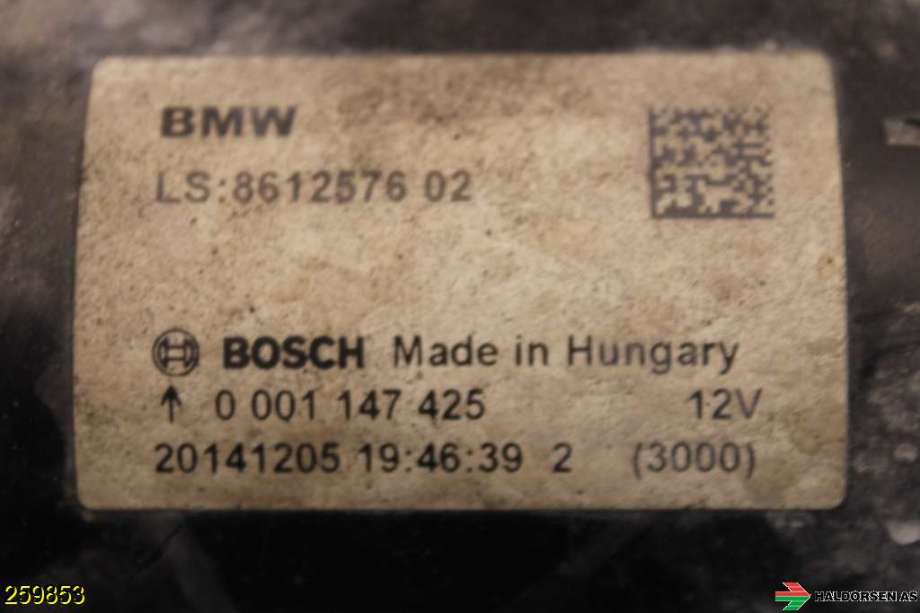 Starter til BMW 3-Serie 2012-2018 (F30/F31/F34) (F30/F31/F34) (BMW|12 41 8 612 576|)
