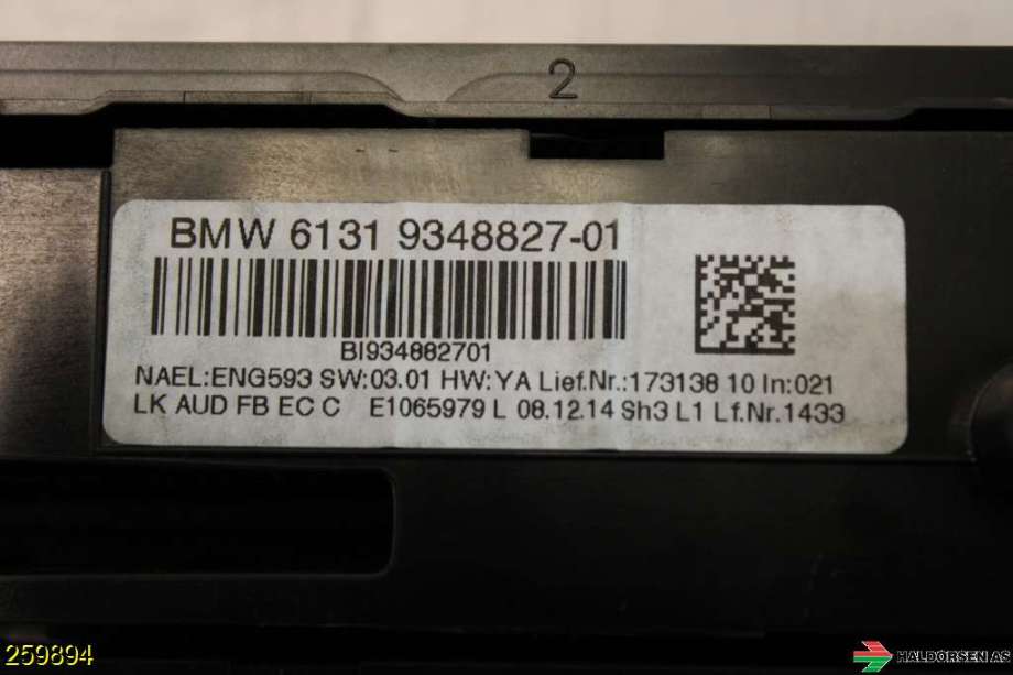 Varmeapparat betjening til BMW 3-Serie 2012-2018 (F30/F31/F34) (F30/F31/F34) (BMW|64 11 9 354 145|)