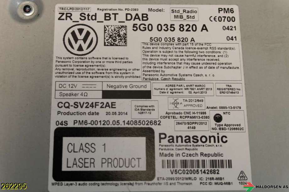 Bilstereo til VW Golf VII 2012-2017 (Fase 1)  (VOLKSWAGEN|5G0 035 820 A|)
