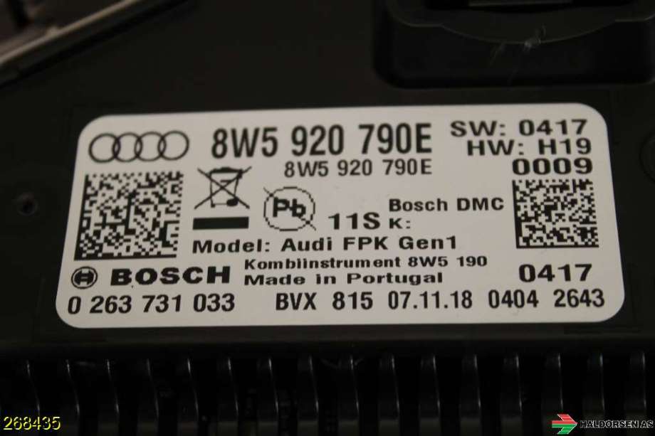 Instrumentpanel til Audi A4 2015-2019 (Type V, Fase 1) (B9) (B9) (8W5 920 790 E|)