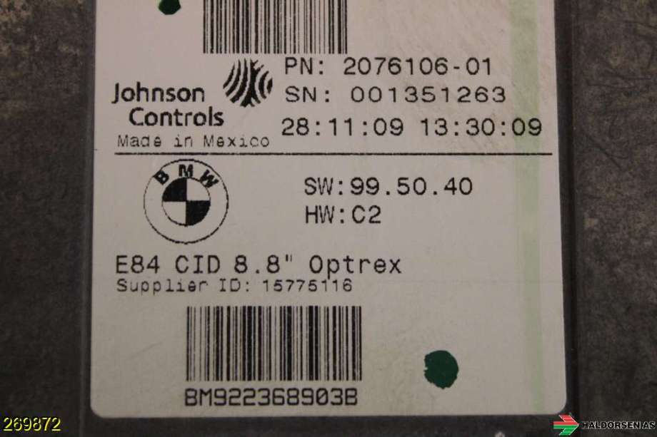 Instrument kjørecomputer til BMW X1 2009-2015 (E84) (E84) (BMW|65 50 9 289 585|)