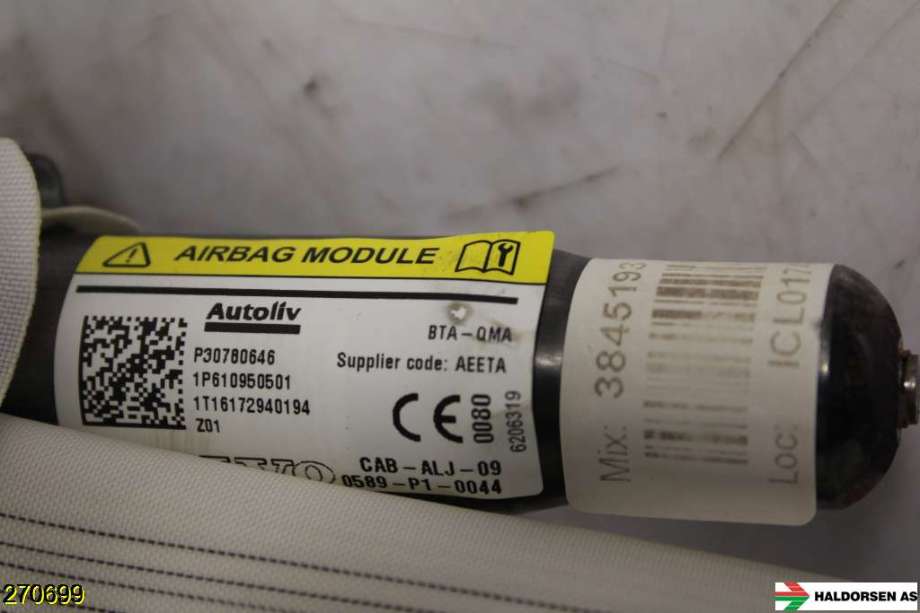 Airbag gardin venstre til Volvo V60/V60 CC 2013-2018 (Type I, Fase 2) (VOLVO|30780646|)