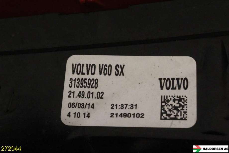 Baklykt venstre til Volvo V60/V60 CC 2013-2018 (Type I, Fase 2)  (VOLVO|31395928|)