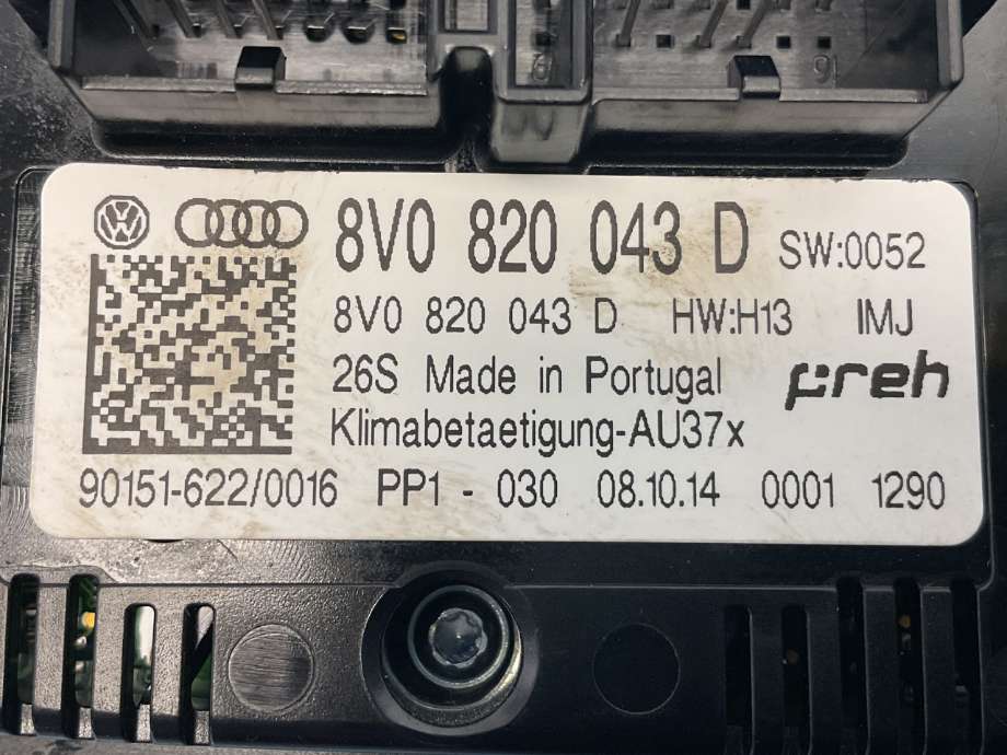 Varmeapparat betjening til Audi A3 2012-2016 (Type III, Fase 1) (AUDI|8V0 820 043 D IMJ|)