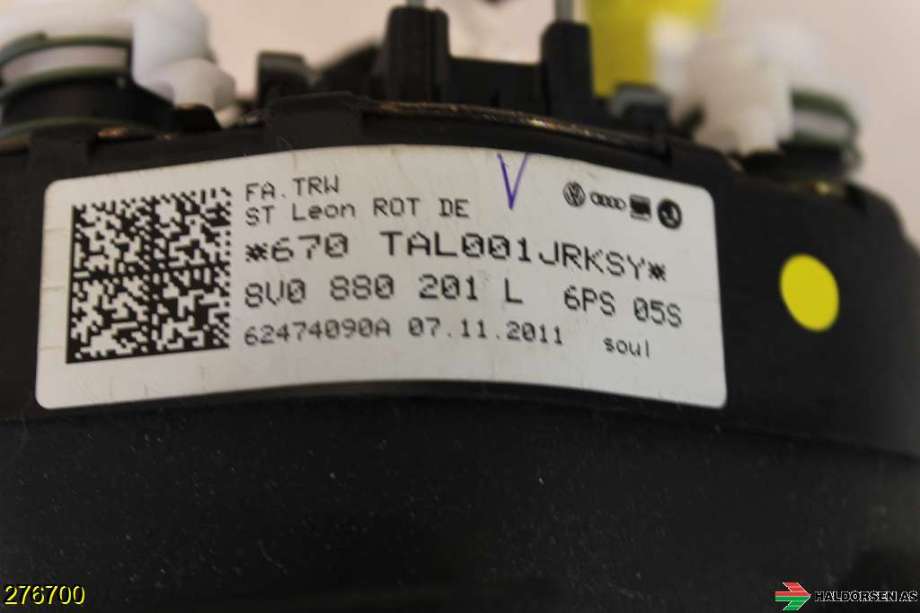 Airbag rattpute til Audi Q3 2011-2014 (Type I, Fase 1) (AUDI|8V0 880 201 L 6PS|)