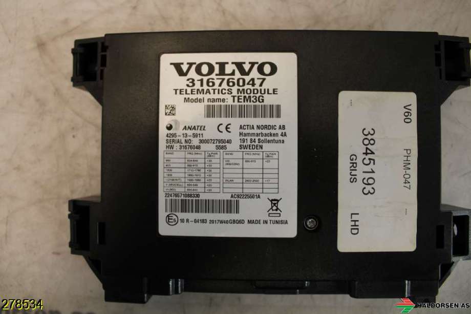 Styreenhet diverse til Volvo V60/V60 CC 2013-2018 (Type I, Fase 2)  (VOLVO||31676047)