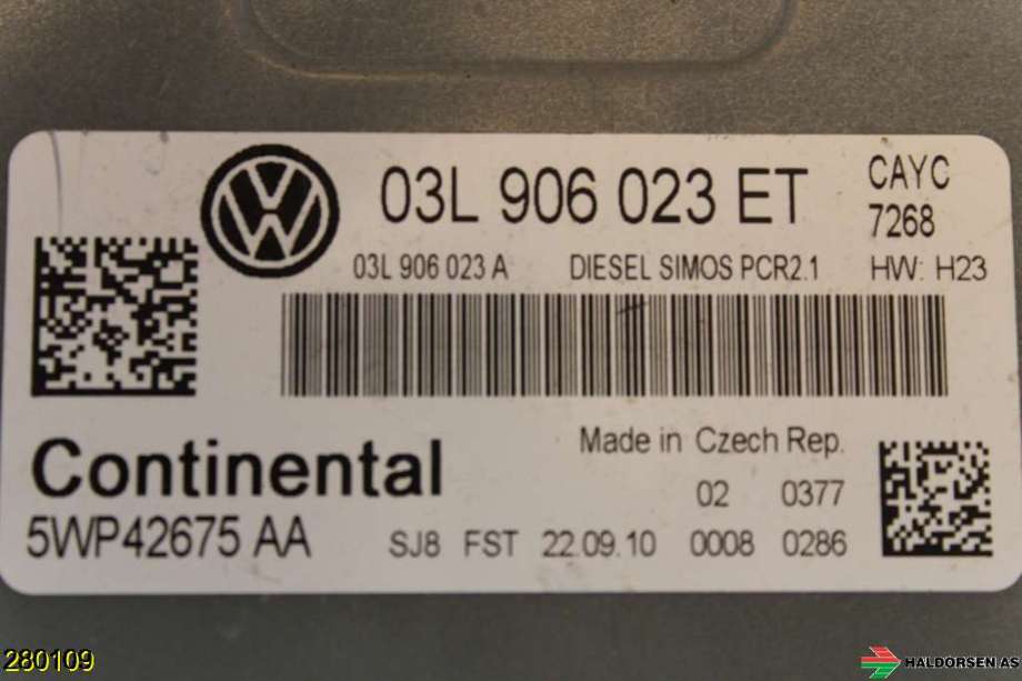 Styreenhet motor til VW Touran 2010-2015 (Type I, Fase 3)  (VOLKSWAGEN||03L906023ET)