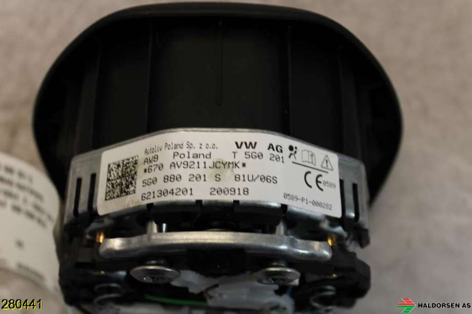 Airbag rattpute til VW e-Golf 2017-2020 (Fase 2)  (VOLKSWAGEN|5G0 880 201 S|)